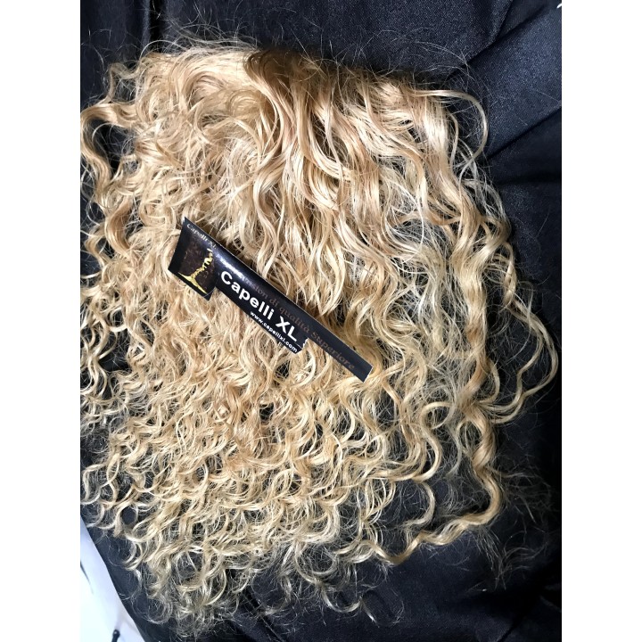 Toupet, Chiusura con clip Capelli veri remy Top closure  ricci biondi