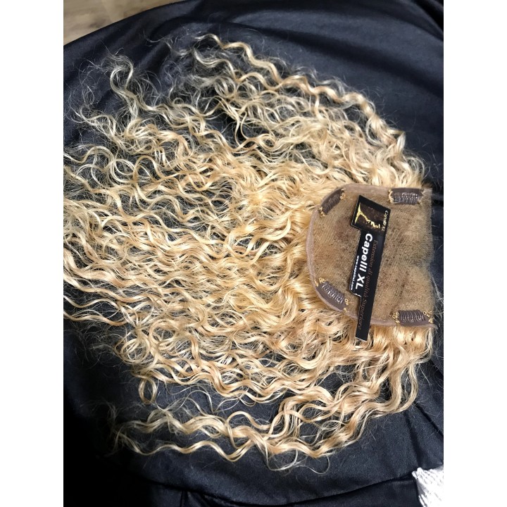 Toupet, Chiusura con clip Capelli veri remy Top closure  ricci biondi