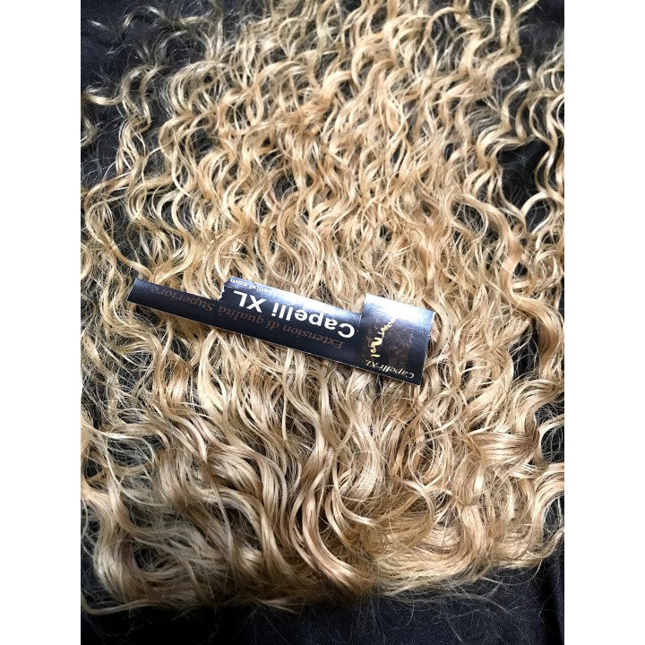 Toupet, Chiusura con clip Capelli veri remy Top closure  ricci biondi