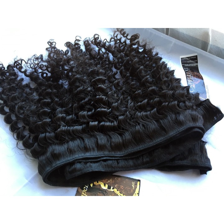 Capelli veri per allungamento cuciti, Tessitura xl Capelli ricci
