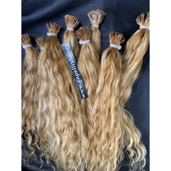 Ciocche XL Ricci capelli veri remy, Colore Biondo dorato da 1grammo
