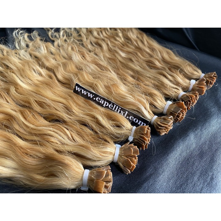 Ciocche XL Ricci capelli veri remy, Colore Biondo dorato da 1grammo