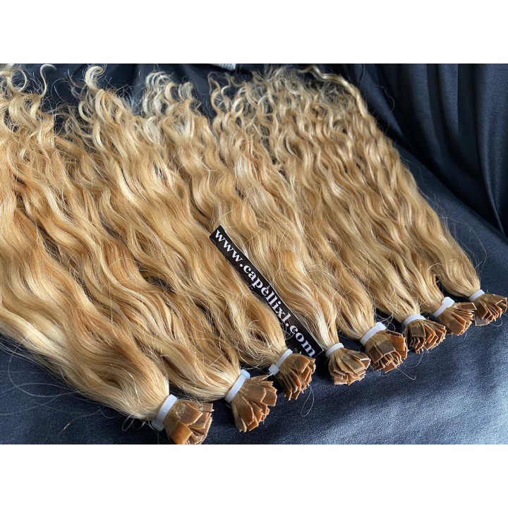 Ciocche XL Ricci capelli veri remy, Colore Biondo dorato da 1grammo