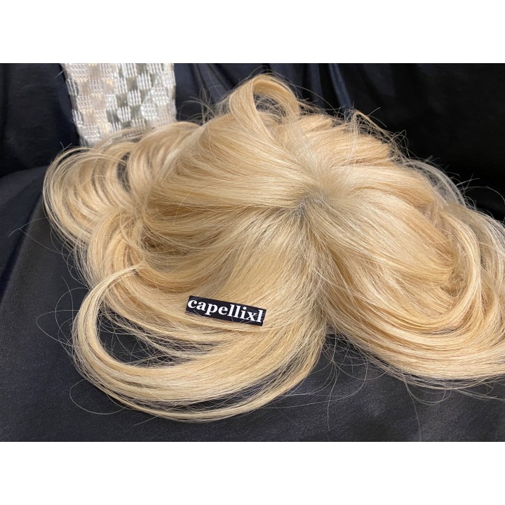 Toupet protesi Parrucchino PU capelli veri fatto su misura colore biondo