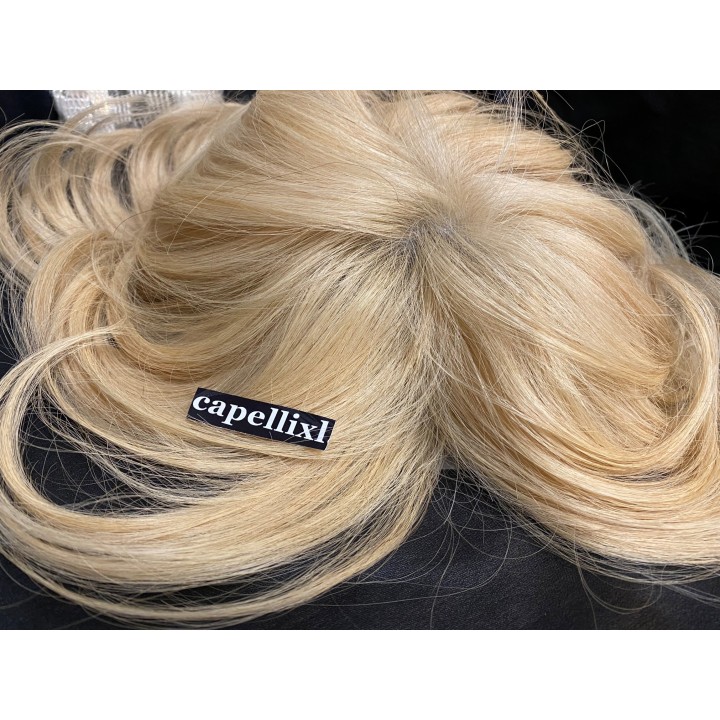 Toupet protesi Parrucchino PU capelli veri fatto su misura colore biondo