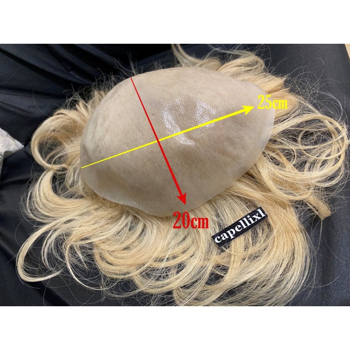 Toupet protesi Parrucchino PU capelli veri fatto su misura colore biondo
