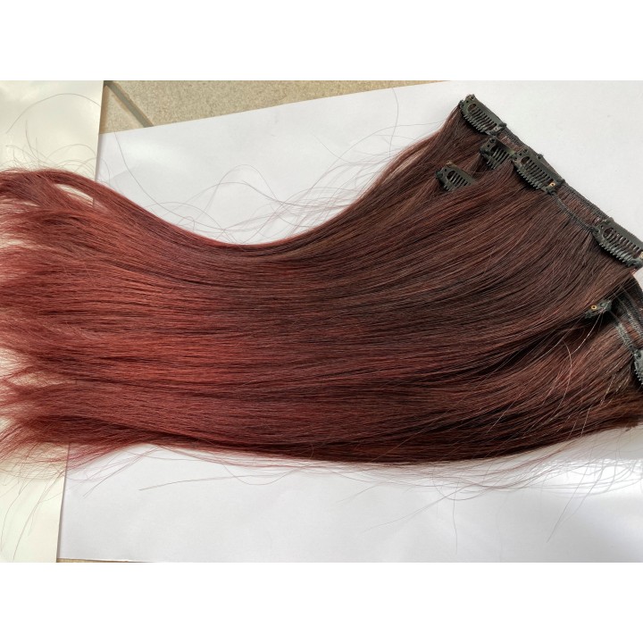 Extension con clip, Capelli veri Remy indiani Colore Balayage Rosso