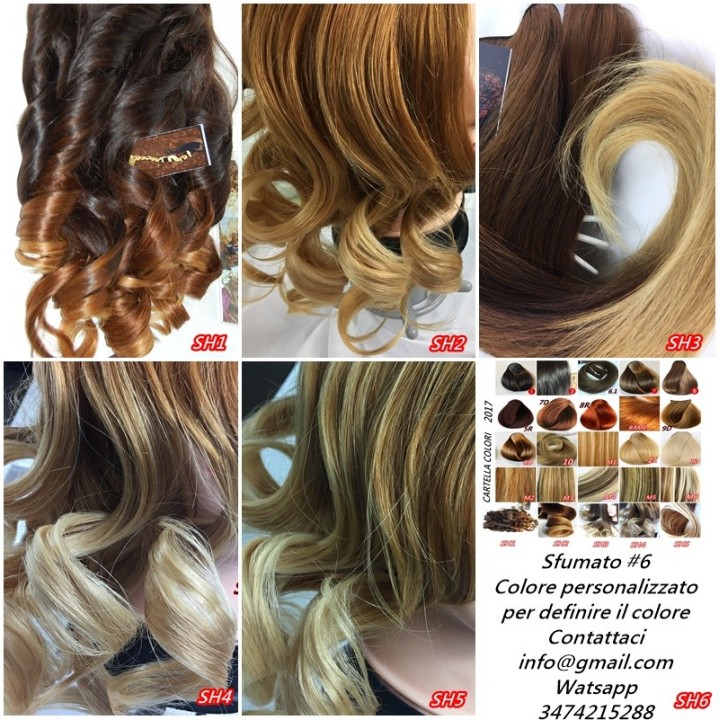 Extension con clip, Capelli veri Remy Europei Colore personalizzato