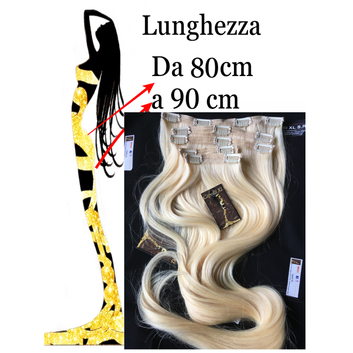 Extension con clip, Capelli veri Remy Europei Colore personalizzato
