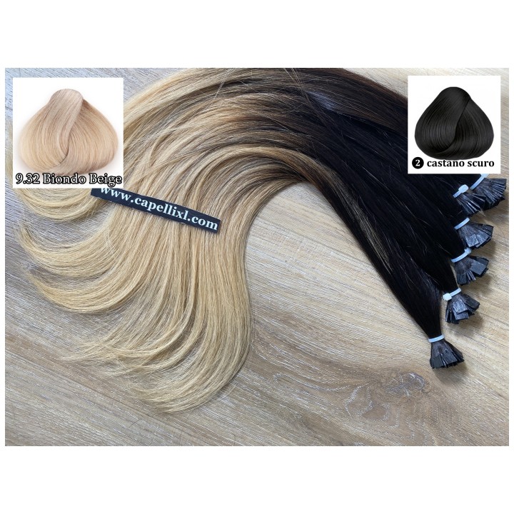 Ciocche XL Balayage biondo chiarissimo base castano scuro - Capelli XL