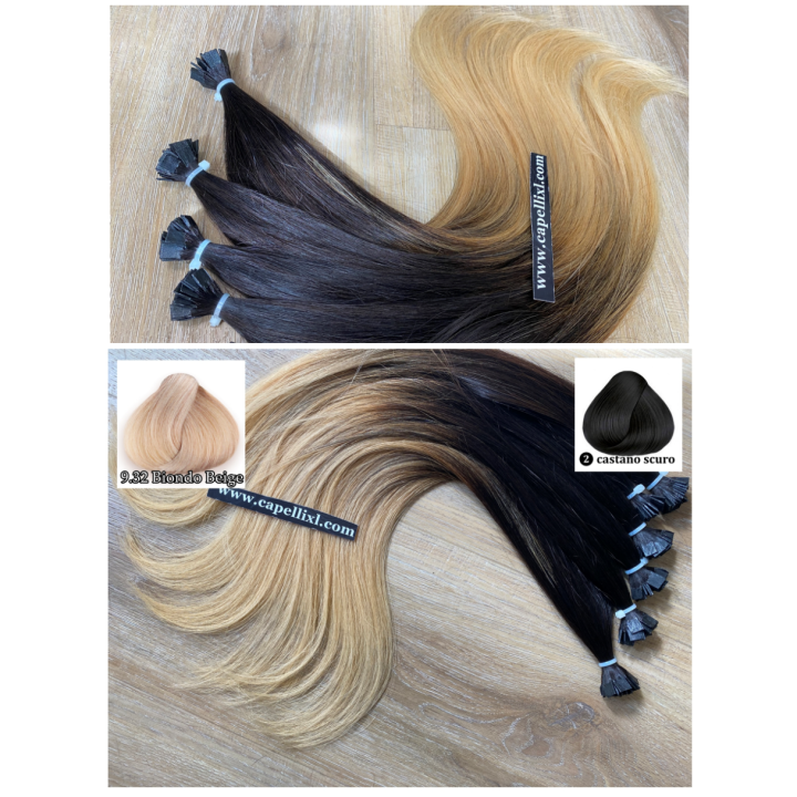 Ciocche XL Balayage biondo chiarissimo base castano scuro - Capelli XL