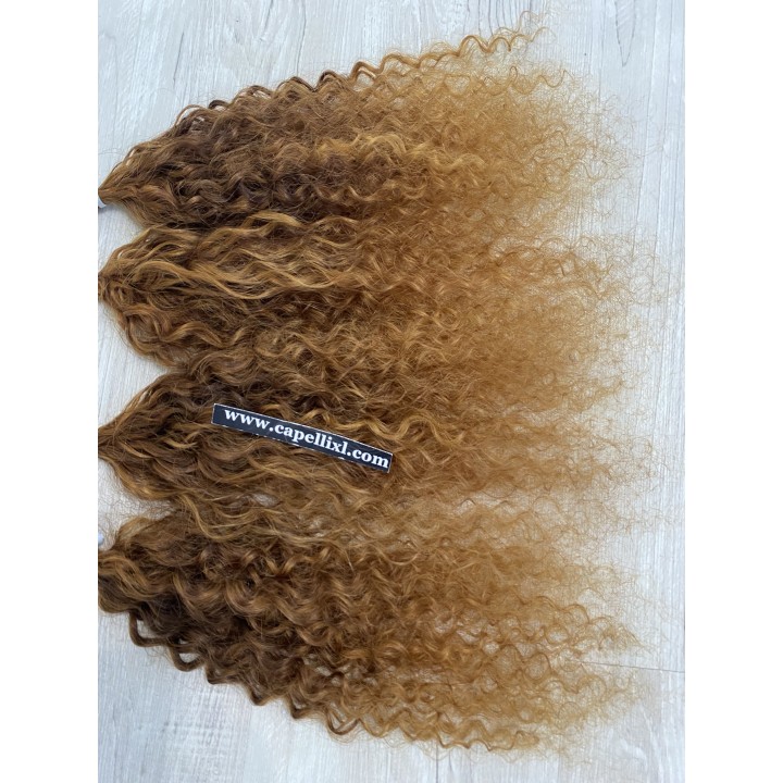 Ciocche XL Ricci capelli veri remy, Colore Biondo dorato ramato