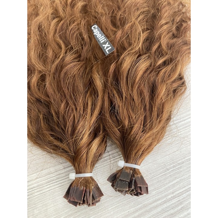Ciocche XL Ricci capelli veri remy, Colore Biondo dorato ramato