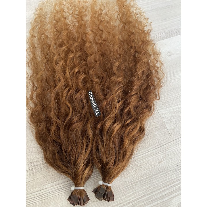 Ciocche XL Ricci capelli veri remy, Colore Biondo dorato ramato
