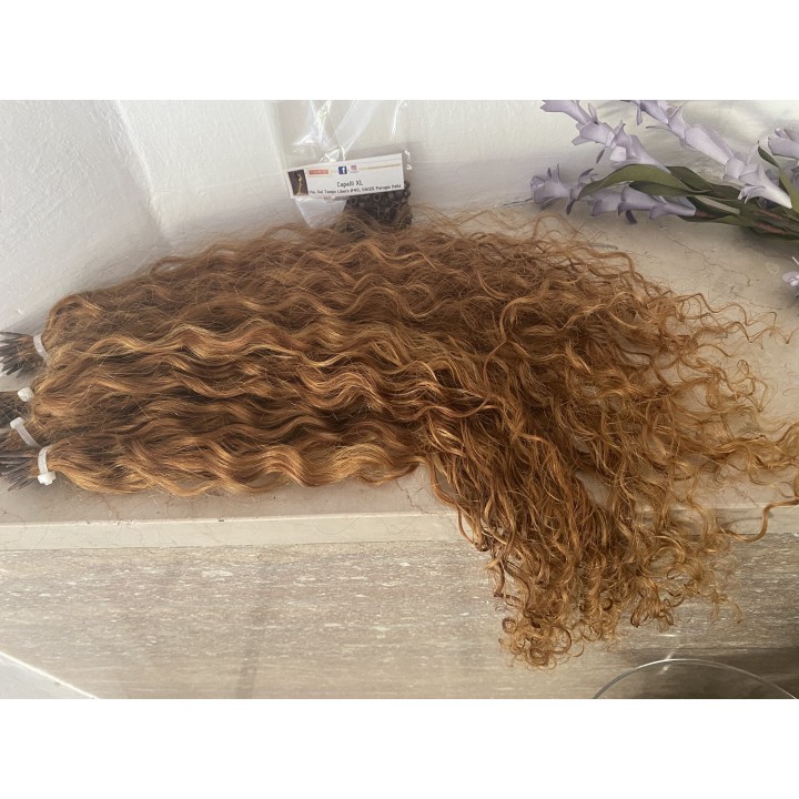 Ciocche XL Ricci capelli veri remy, Colore Biondo dorato ramato