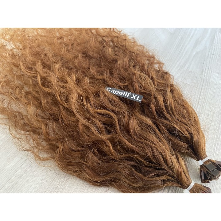 Ciocche XL Ricci capelli veri remy, Colore Biondo dorato ramato