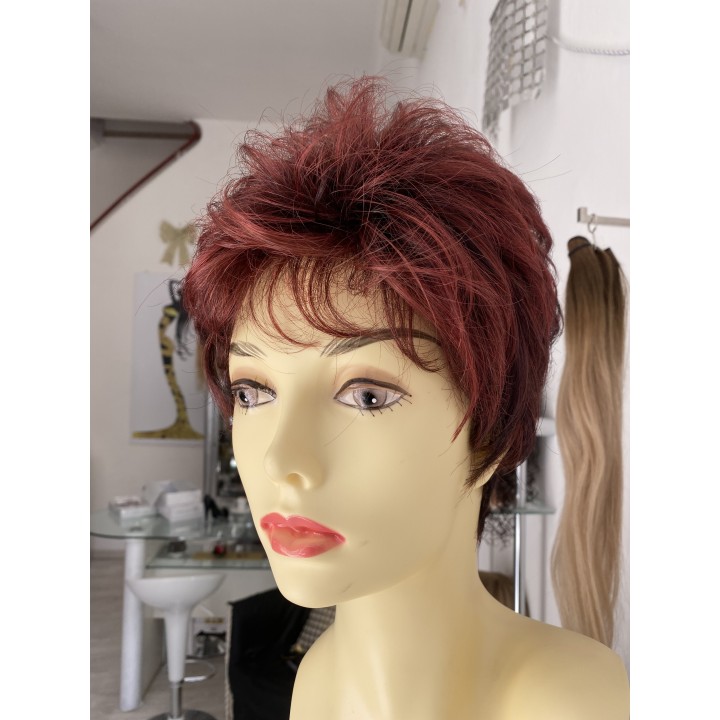 Parrucca sintetica per signora taglio corto colore rosso