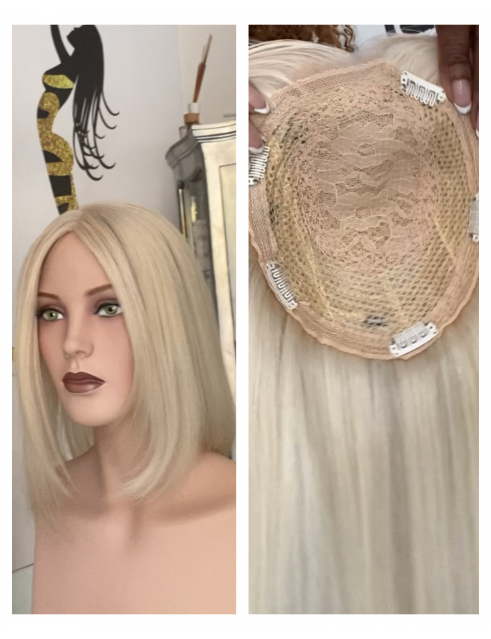 Toupet donna biondo platino capelli veri remy europei