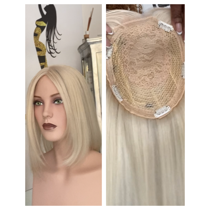 Toupet donna biondo platino capelli veri remy europei