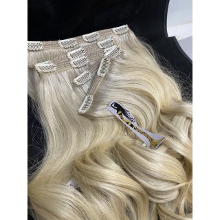 Fasce con clip biondo platino capelli veri remy europei