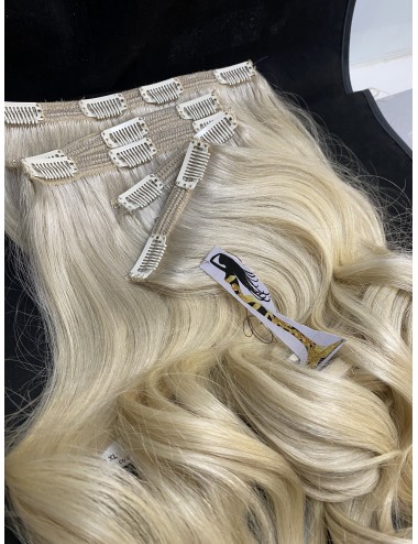 Fasce con clip biondo platino capelli veri remy europei