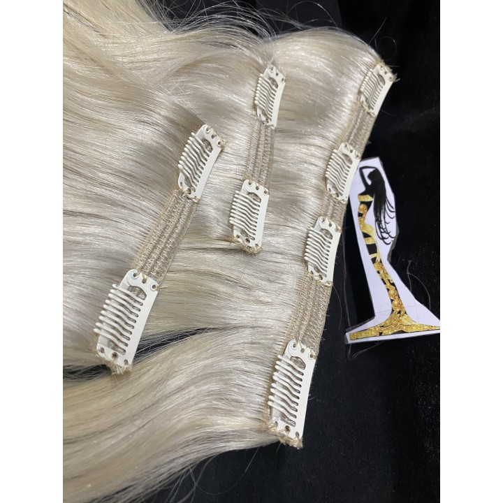 Extension Clip Biondo Platino 80cm 230g | 100% Capelli Veri Remy | Capelli XL