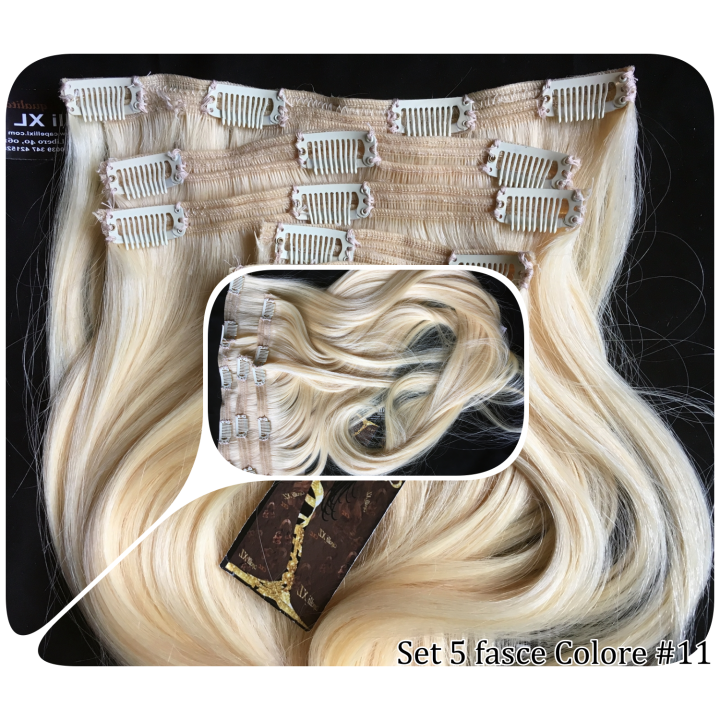 Extension Clip Biondo Platino 85cm 250g | 100% Capelli Veri Remy | Capelli XL