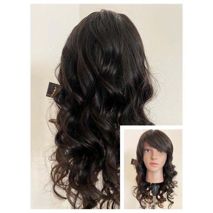 Parrucca lunga castana capelli veri