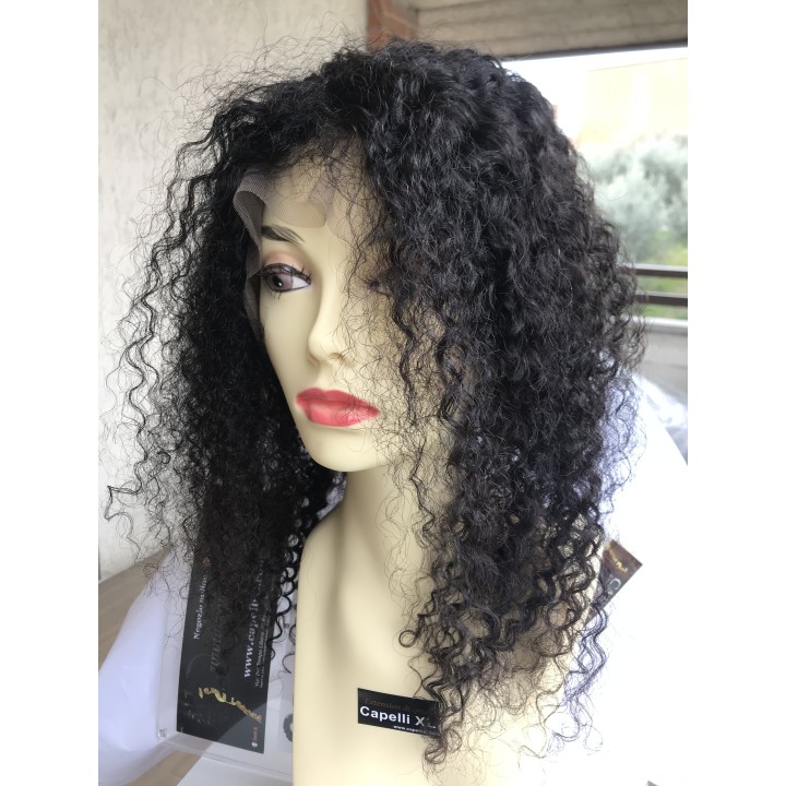 Parrucca di capelli veri Remy Ricci capelli brasiliani Front Lace
