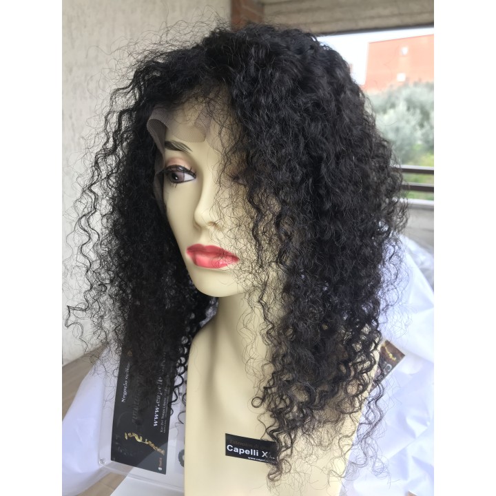 Parrucca di capelli veri Remy Ricci capelli brasiliani Front Lace