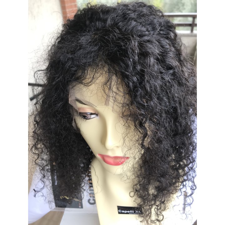Parrucca di capelli veri Remy Ricci capelli brasiliani Front Lace