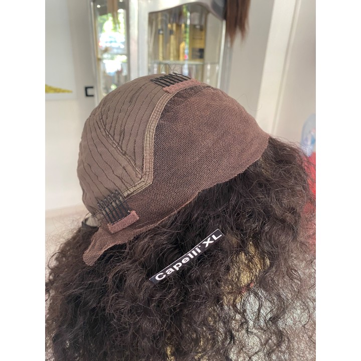 Parrucca di capelli veri Remy Ricci capelli brasiliani Front Lace