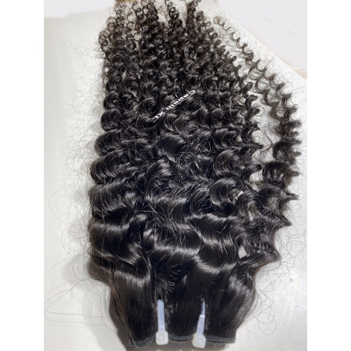 Capelli veri per allungamento cuciti, Tessitura xl Capelli ricci