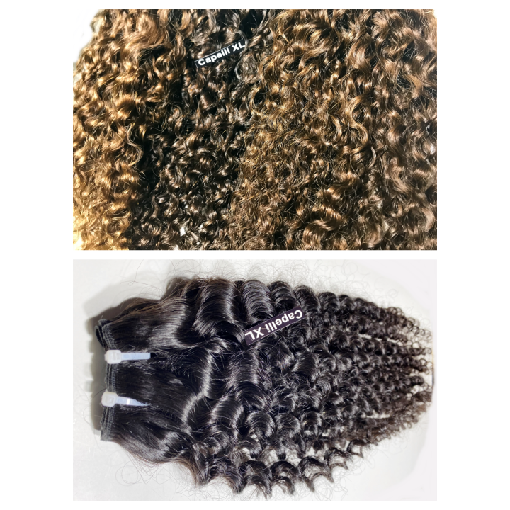 Tessitura Matassa di Capelli veri remy Ricci Brasiliani per extension lunghi 75cm