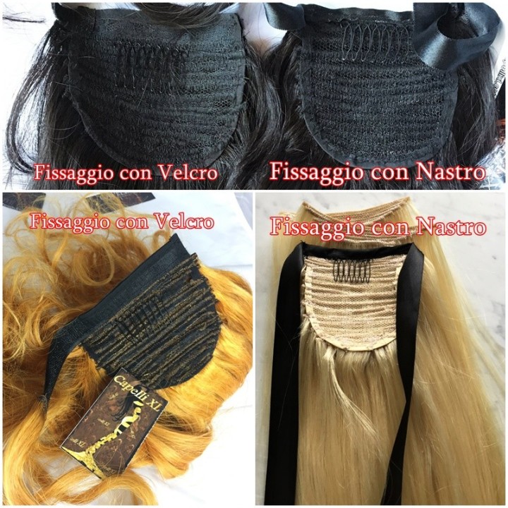 Coda di cavallo, Ponytail capelli veri remy  Ricci colore naturale