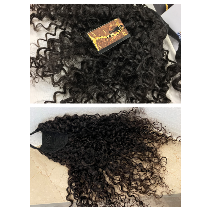 Coda di cavallo, Ponytail capelli veri remy  Ricci colore naturale