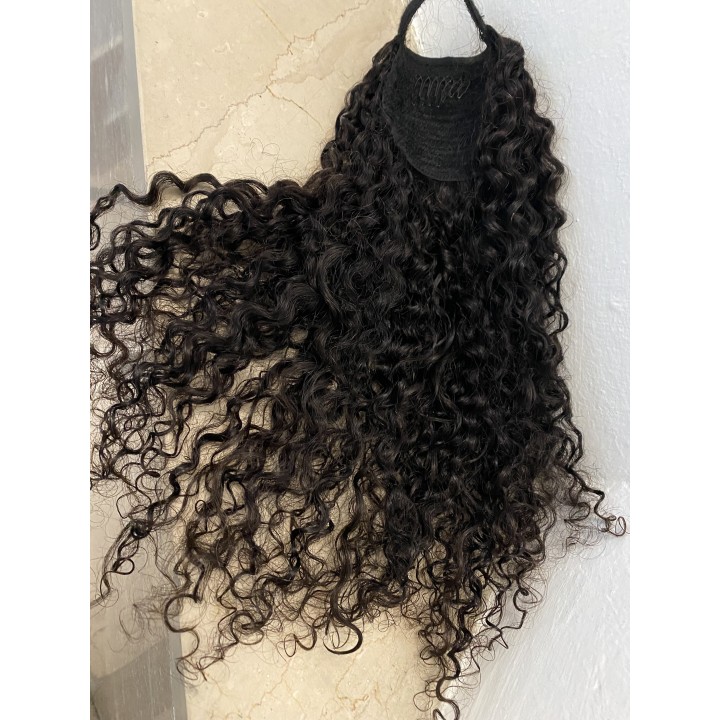 Coda di cavallo, Ponytail capelli veri remy  Ricci colore naturale
