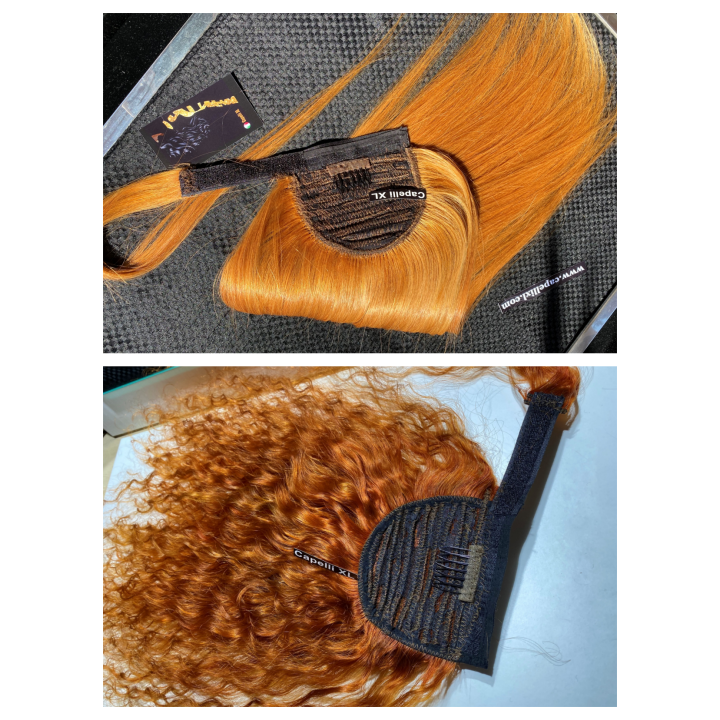 Coda di cavallo, Ponytail capelli veri remy  Capelli ricci colore Rame