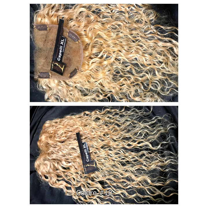 Toupet, Chiusura con clip Capelli veri remy Top closure  ricci biondi