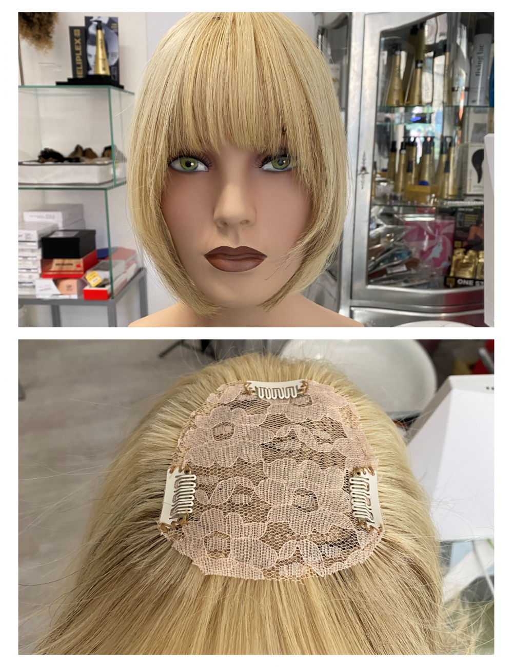 Toupet XL da donna con clip capelli veri remy Europei calotta di 10cm