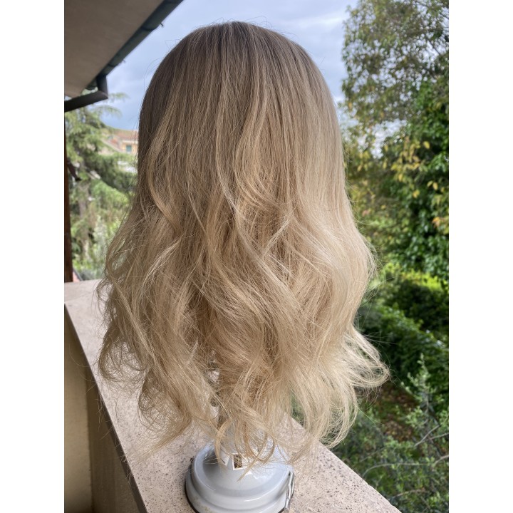 Parrucca con frangia capelli veri Remy Europei Colore biondo chiaro