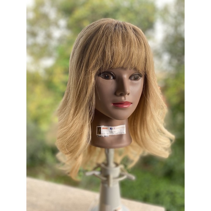 Parrucca con frangia capelli veri Remy Europei Colore biondo chiaro