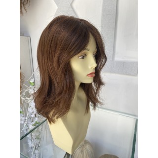 Parrucca di capelli veri remy taglio scalato capelli lisci colore castano chiaro