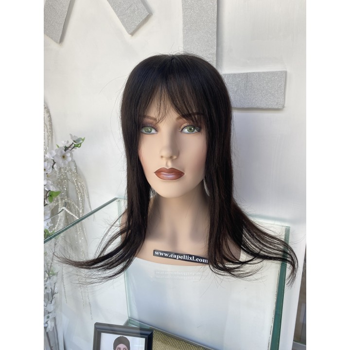Toupet grande infoltitore con clip Capelli veri remy Indiani Lisci 14 x 16 cm
