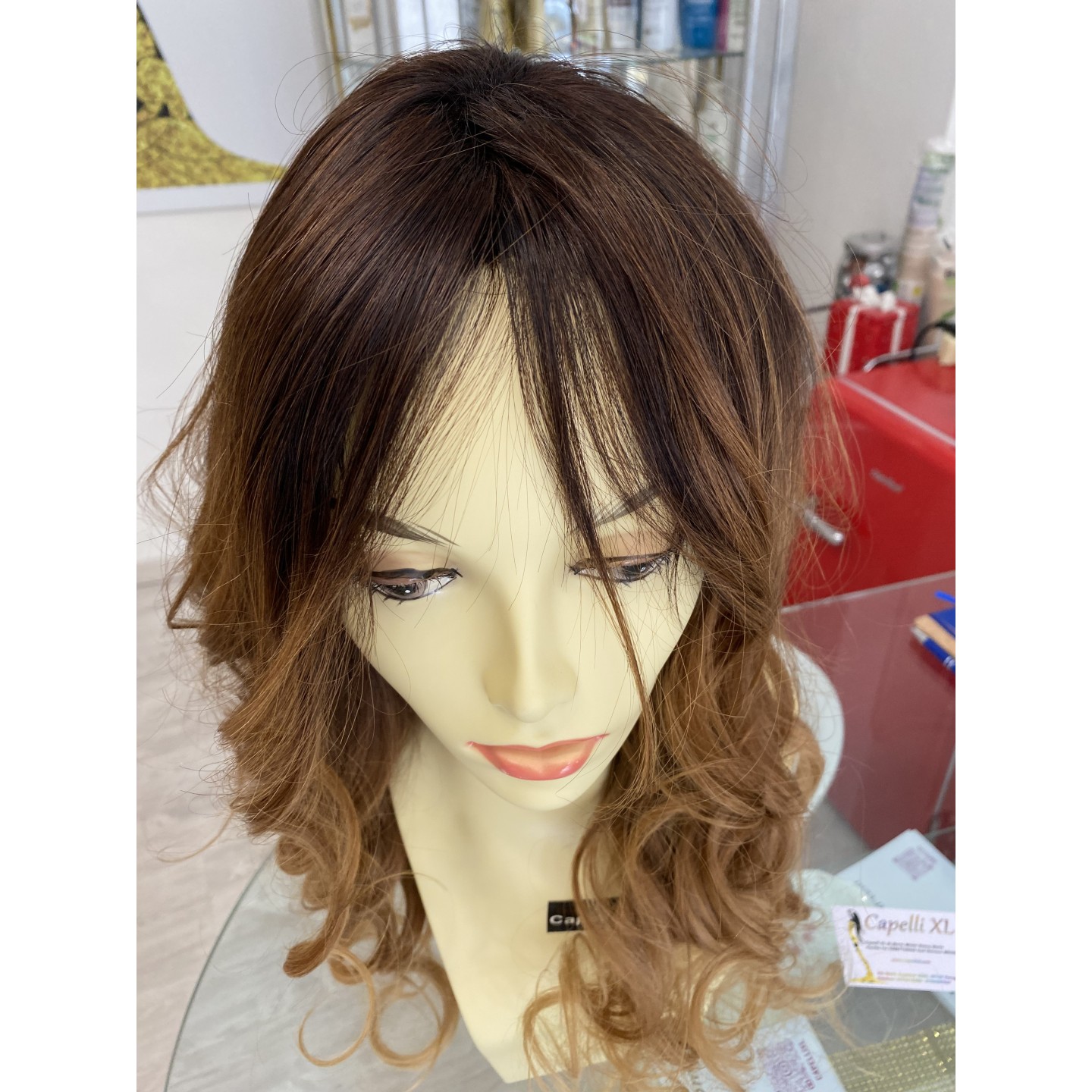 Perruque Semi-longue ABBY F27613 - Biondo Rame Mechato Biondo Chiaro, Synthétique, Raie Libre