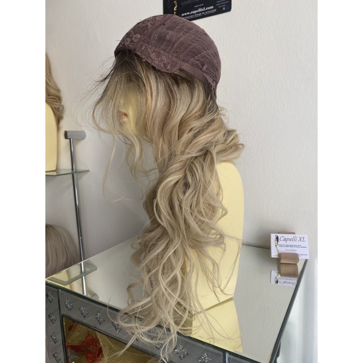 Parrucca lunga capelli veri remy Colore biondo platino con ricrescita