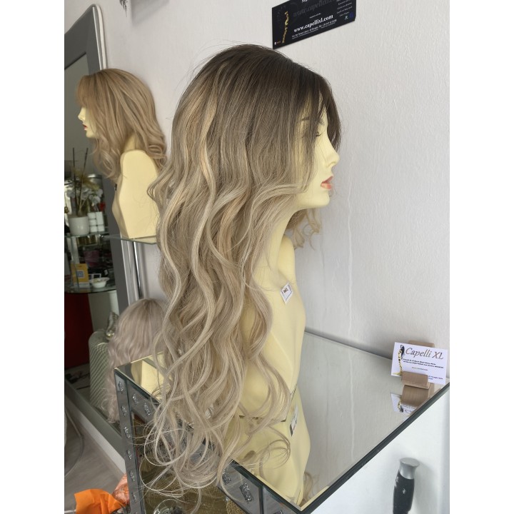 Parrucca lunga capelli veri remy Colore biondo platino con ricrescita