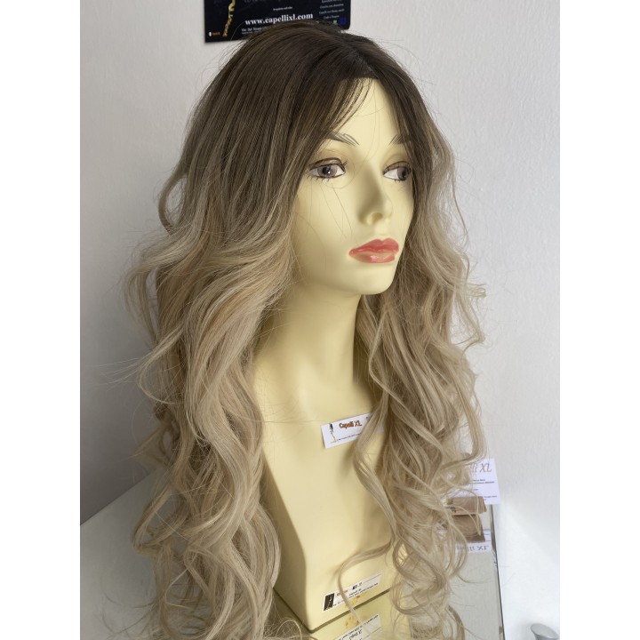Parrucca lunga capelli veri remy Colore biondo platino con ricrescita