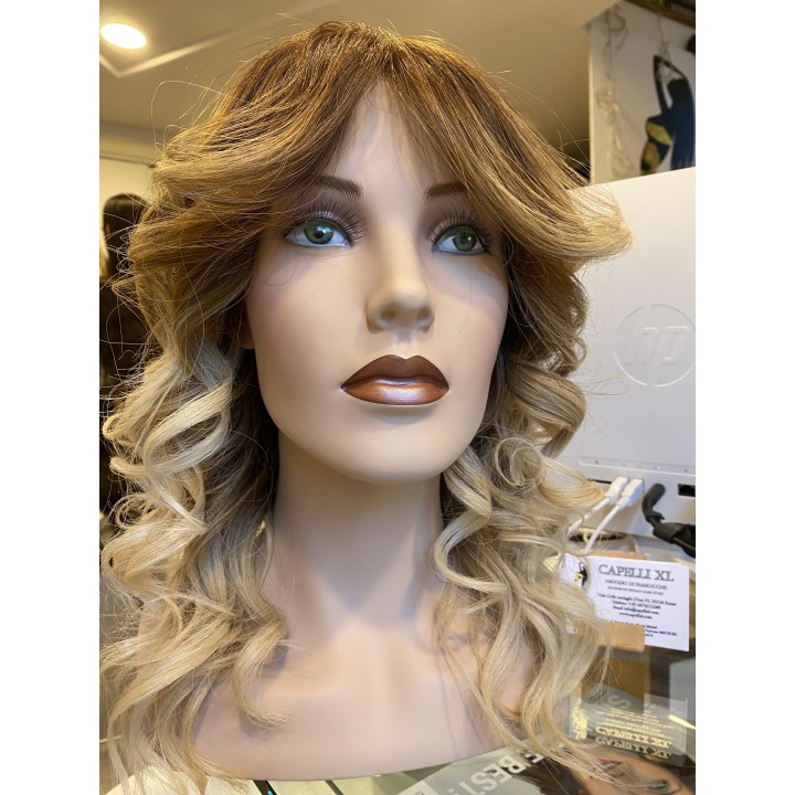 Parrucca capelli veri remy Colore balayage biondo platino con ricrescita