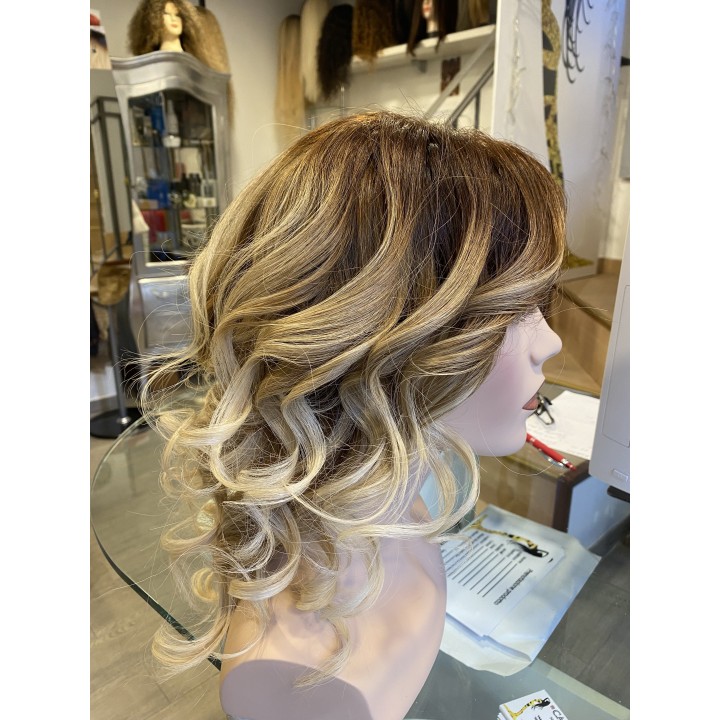 Parrucca capelli veri remy Colore balayage biondo platino con ricrescita